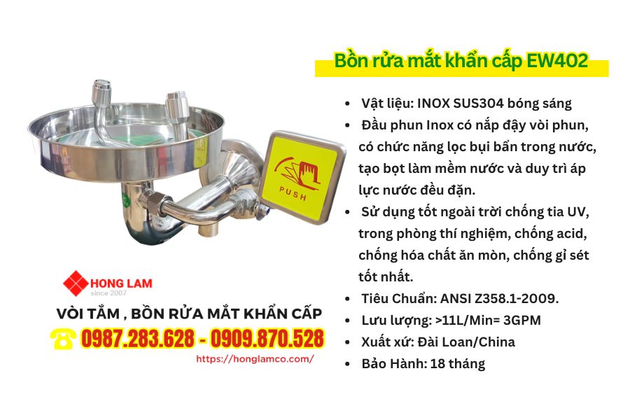 Hướng dẫn lắp đặt và sử dụng bồn rửa mắt khẩn cấp EW402